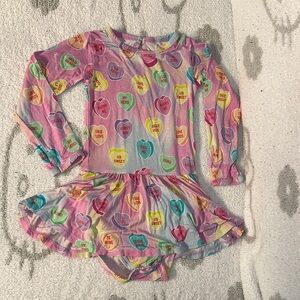 Colorful Heart Print Long Sleeve Dress